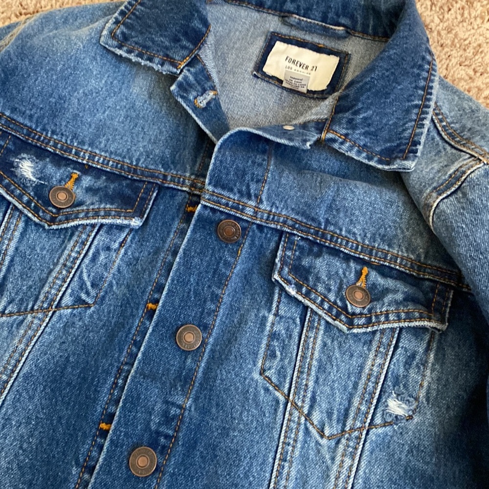 Distressed Jean Denim Jacket - Picture 2 of 4